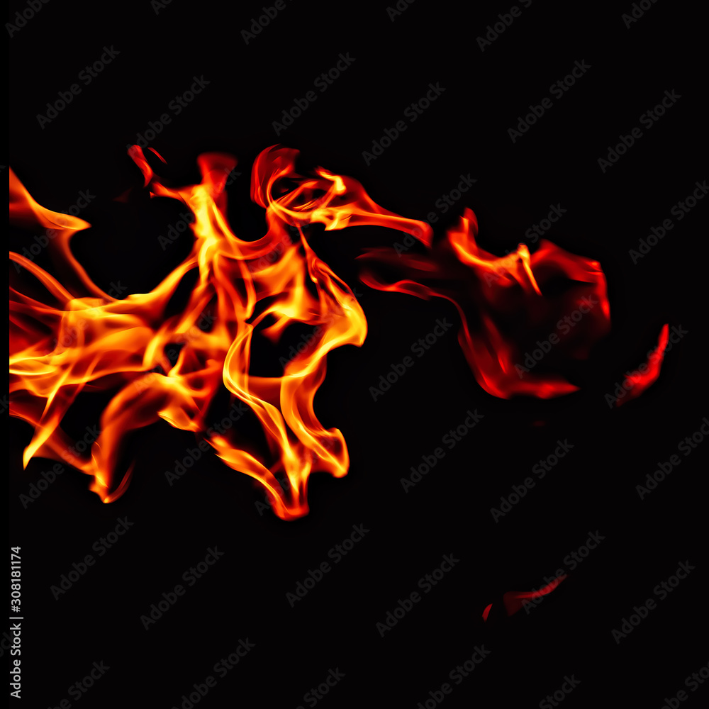 Fire flame isolated on black background. Beautiful yellow, orange and red blaze fire flames. For action design. Fire flame isolated on black background. Beautiful yellow, orange and red blaze fire flames. For action design.