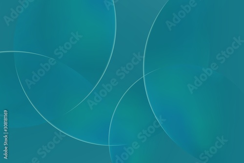 Abstract background of turquoise circles or balls similar to flickering lights in defocus. The composition gradient shapes