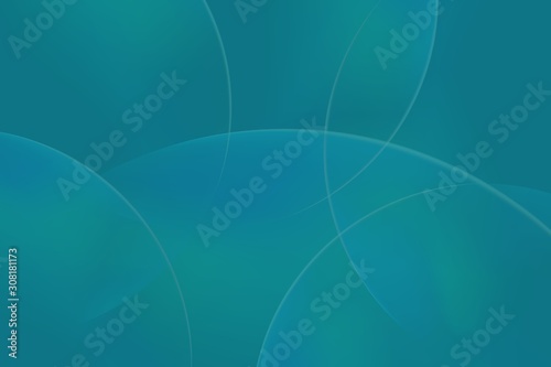 Abstract background of turquoise circles or balls similar to flickering lights in defocus. The composition gradient shapes