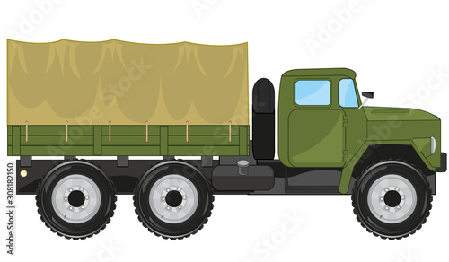 Cargo car with basket covered by tarpaulin