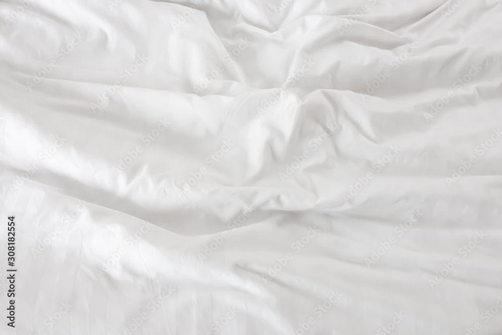 Close up of bedding White sheets with copy space.