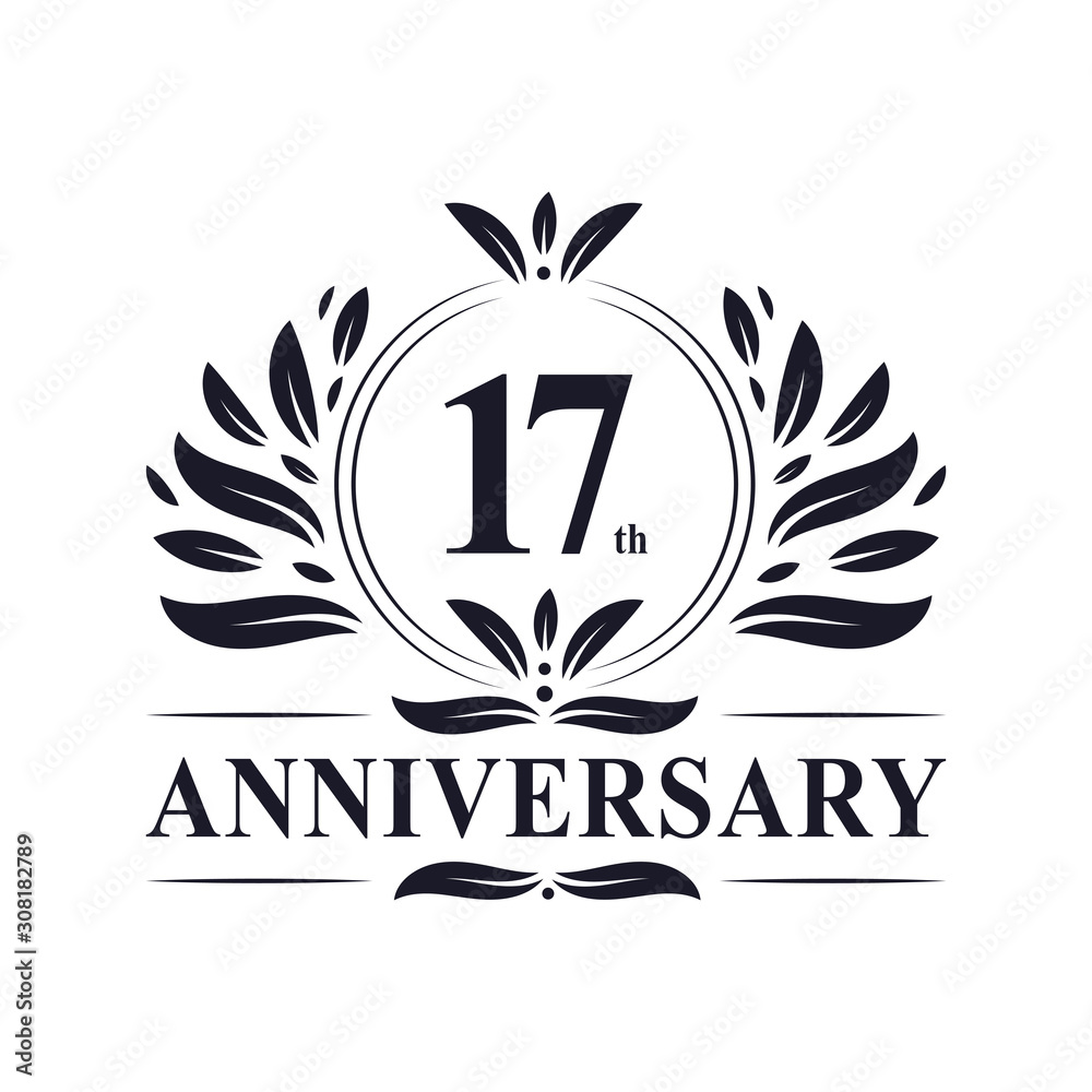 17th Anniversary celebration, luxurious 17 years Anniversary logo design. 17th Anniversary celebration, luxurious 17 years Anniversary logo design.
