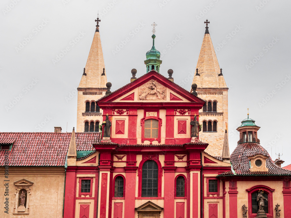 Praha Church City architecture with with dark background sky