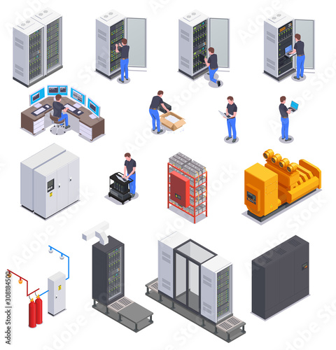 Data Center Isometric Set