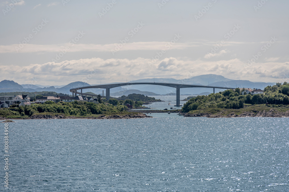 high bridge over fjord, near Bronnoysund, Norway