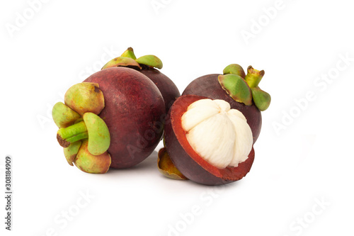 Fresh mangosteen isolated on white background.