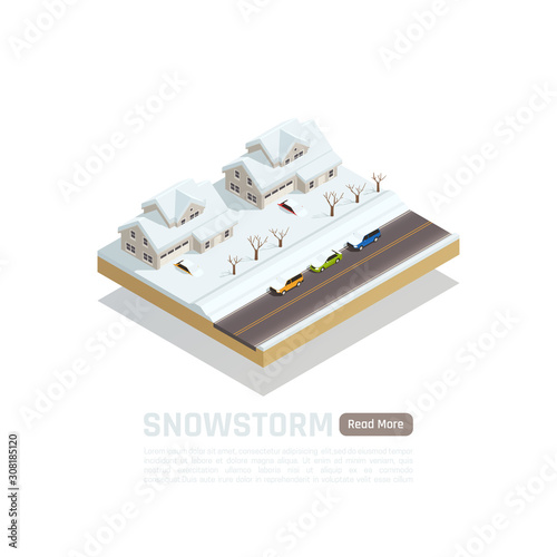Natural Disaster Isometric Isolated Composition