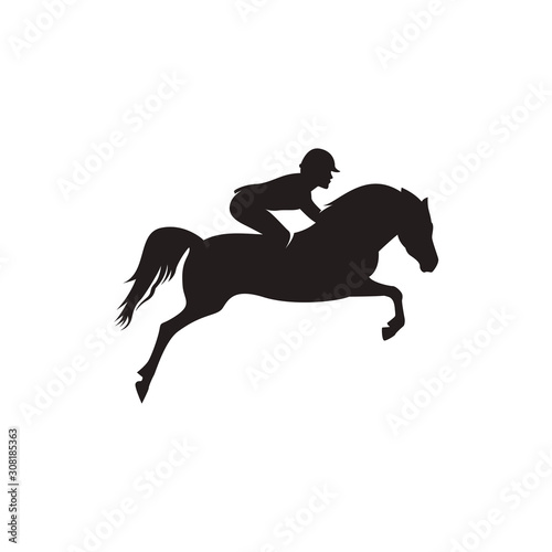 Horse logo template symbol for business or shirt design. horseman icon vector on white background.