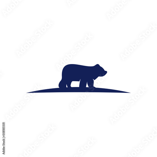 Bear logo designs vector. Walking  baby bear illustration.