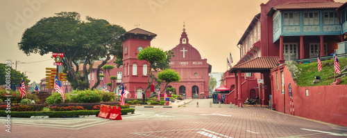 Fényképezés Christ Church Melaka, Malacca City, Malaysia. Panorama