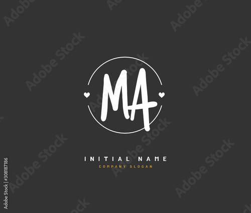 M A MA Beauty vector initial logo, handwriting logo of initial signature, wedding, fashion, jewerly, boutique, floral and botanical with creative template for any company or business.