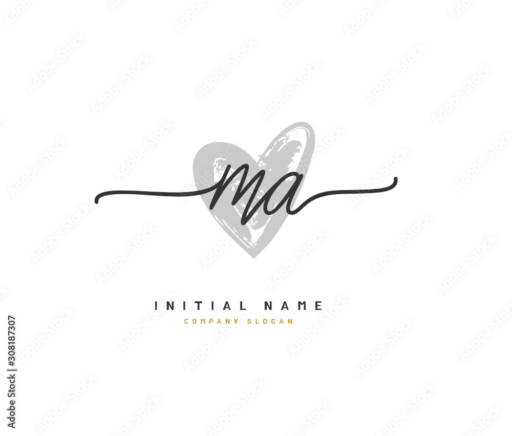 M A MA Beauty vector initial logo, handwriting logo of initial signature, wedding, fashion, jewerly, boutique, floral and botanical with creative template for any company or business.