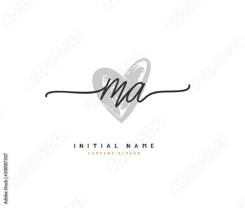 M A MA Beauty vector initial logo, handwriting logo of initial signature, wedding, fashion, jewerly, boutique, floral and botanical with creative template for any company or business.