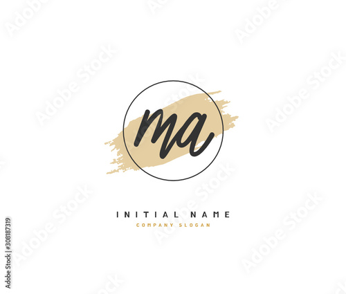 M A MA Beauty vector initial logo, handwriting logo of initial signature, wedding, fashion, jewerly, boutique, floral and botanical with creative template for any company or business.