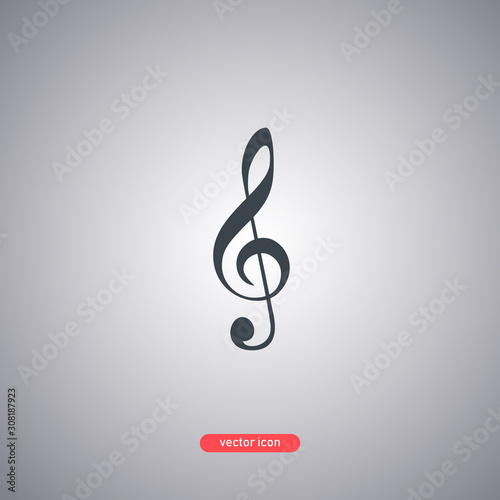 Treble clef icon isolated on white background. Modern design.