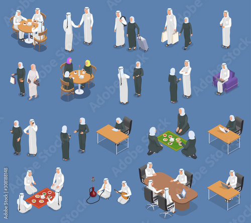 Arab People Isometric Set