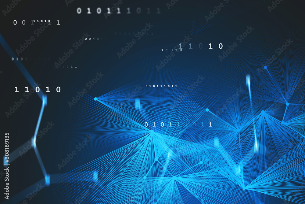 Abstract blue digital network interface Abstract blue digital network interface