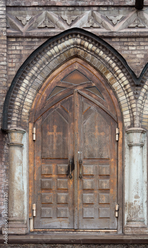 Old wooden doors of cathedral