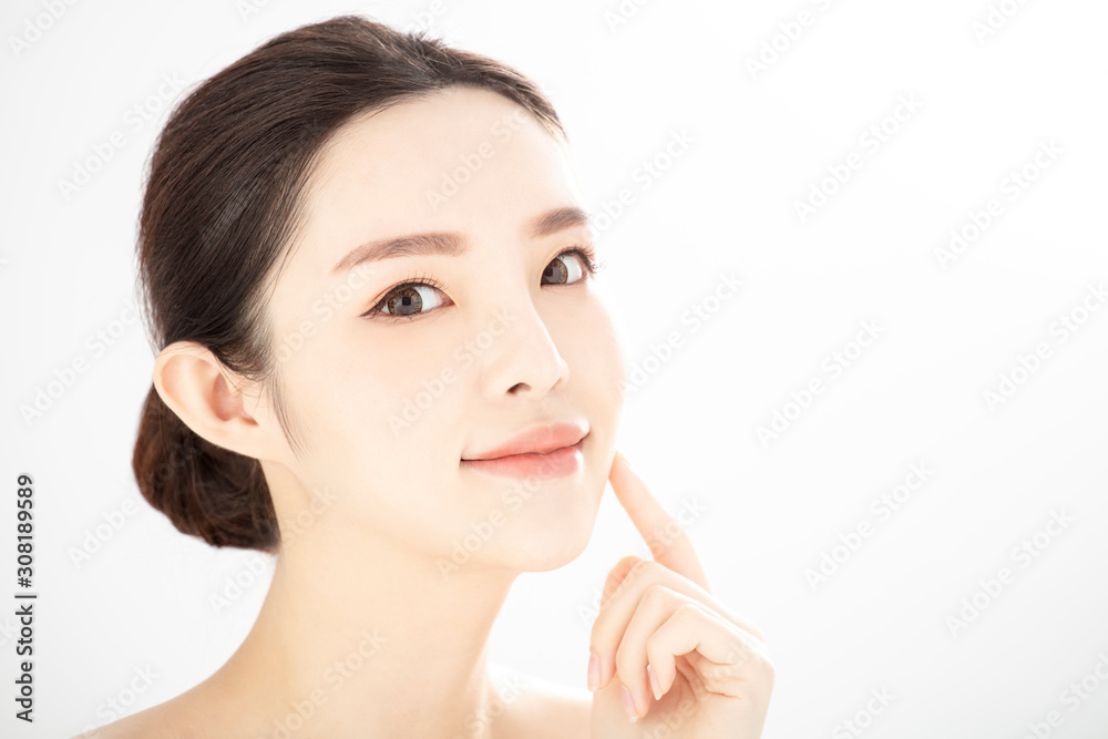 closeup young beauty with healthy perfect skin over white background. closeup young beauty with healthy perfect skin over white background.