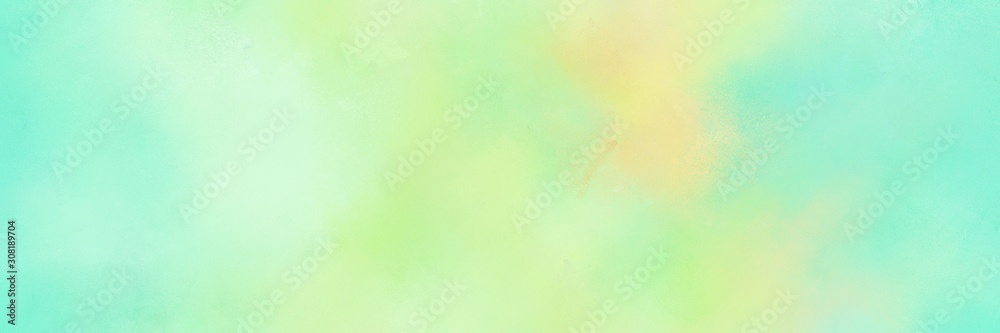 banner tea green, aqua marine and pale golden rod colored vintage abstract painted background with space for text or image. can be used as header or banner