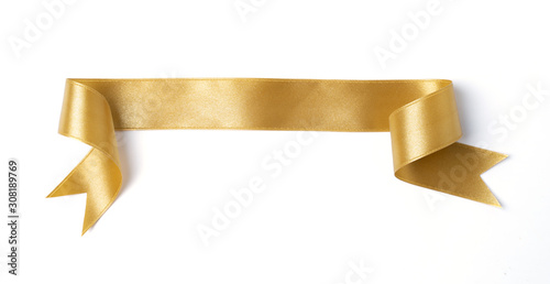 gold banners ribbons label on white