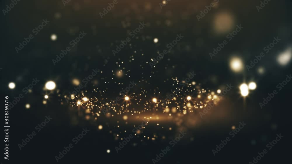 bright golden wave particles in the dark background loop 4k