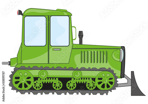 Crawer tractor on white background is insulated