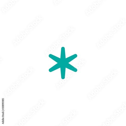 blue asterisk footnote icon. Asterisk sign. Flat icon of asterisk isolated on white background.