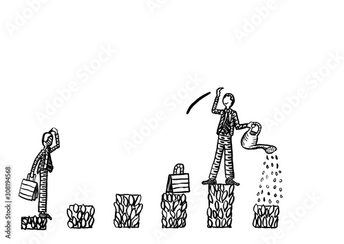 Drawn Businessman Nurturing Future Growth