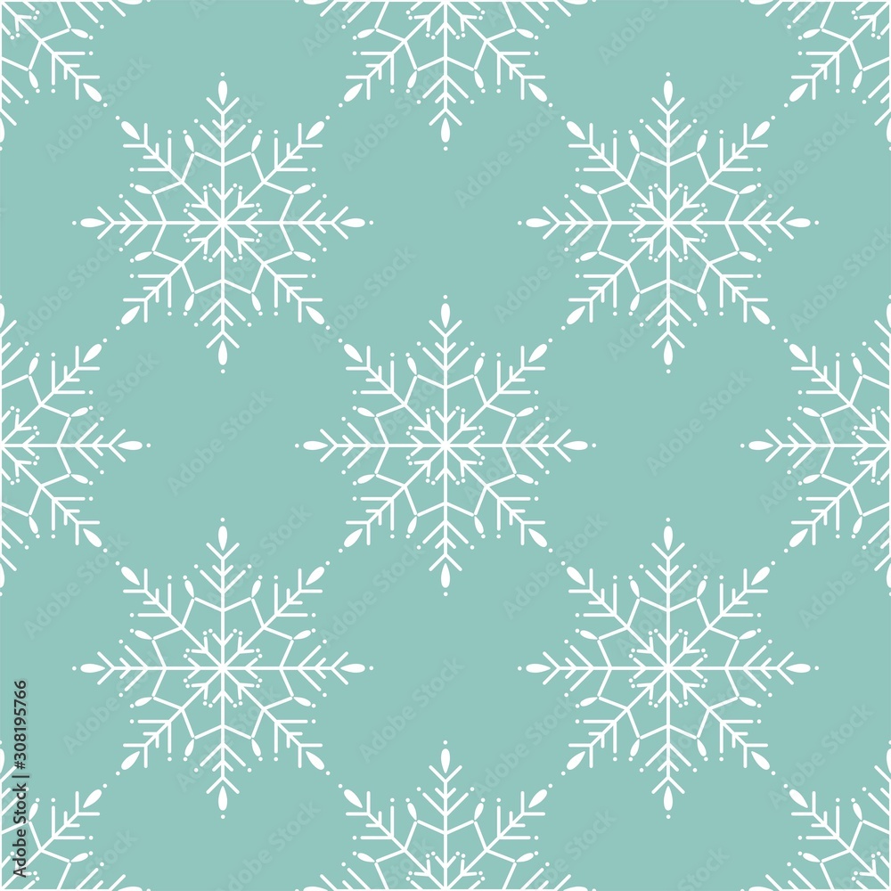 Winter seamless pattern with white snowflakes on blue background. Winter seamless pattern with white snowflakes on blue background.