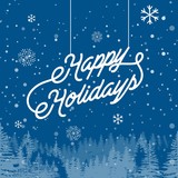 Abstract vector illustration of winter with text happy holidays