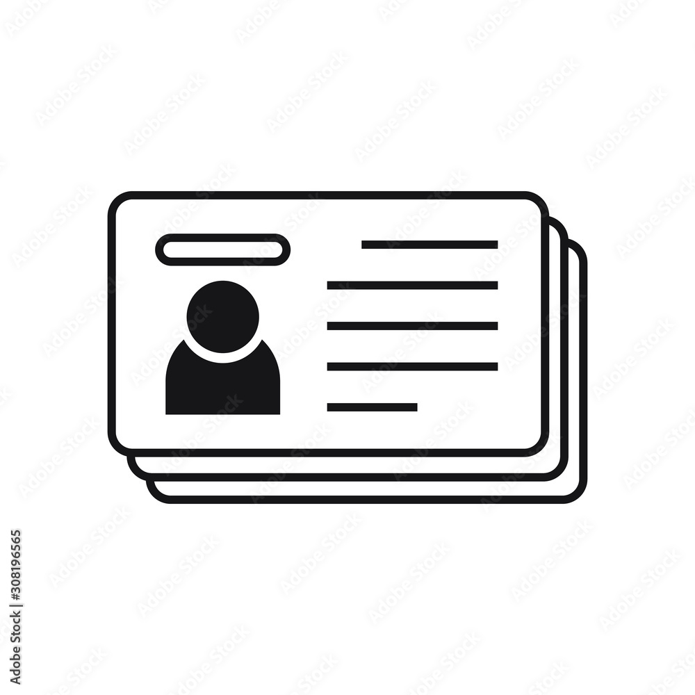 Id card icon in flat style. vector illustration on white background. Id card icon in flat style. vector illustration on white background.