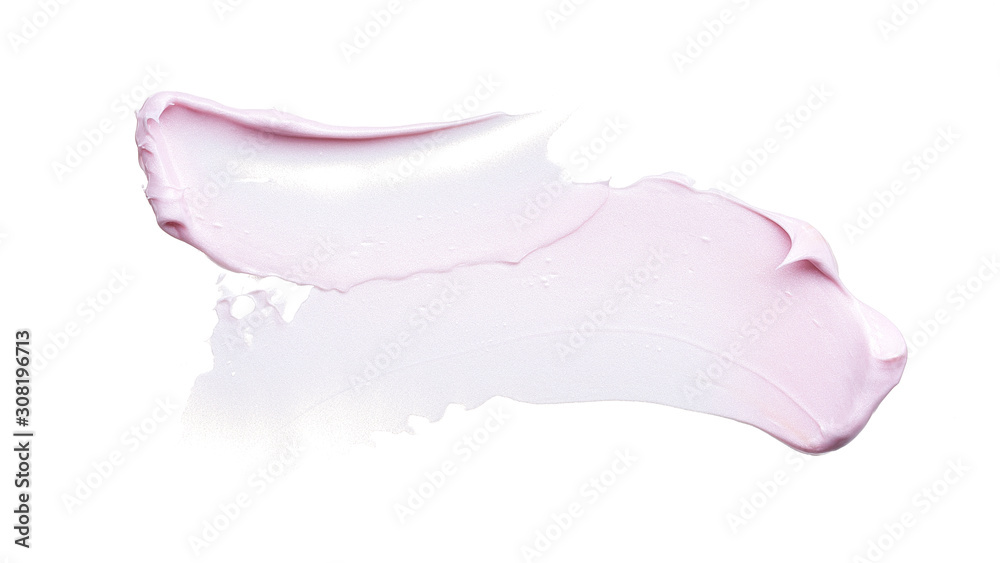 Gently pink strokes and texture of face cream or acrylic paint isolated on white background Gently pink strokes and texture of face cream or acrylic paint isolated on white background