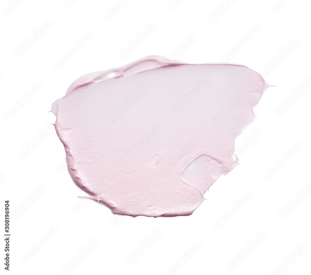 Gently pink strokes and texture of face cream or acrylic paint isolated on white background Gently pink strokes and texture of face cream or acrylic paint isolated on white background