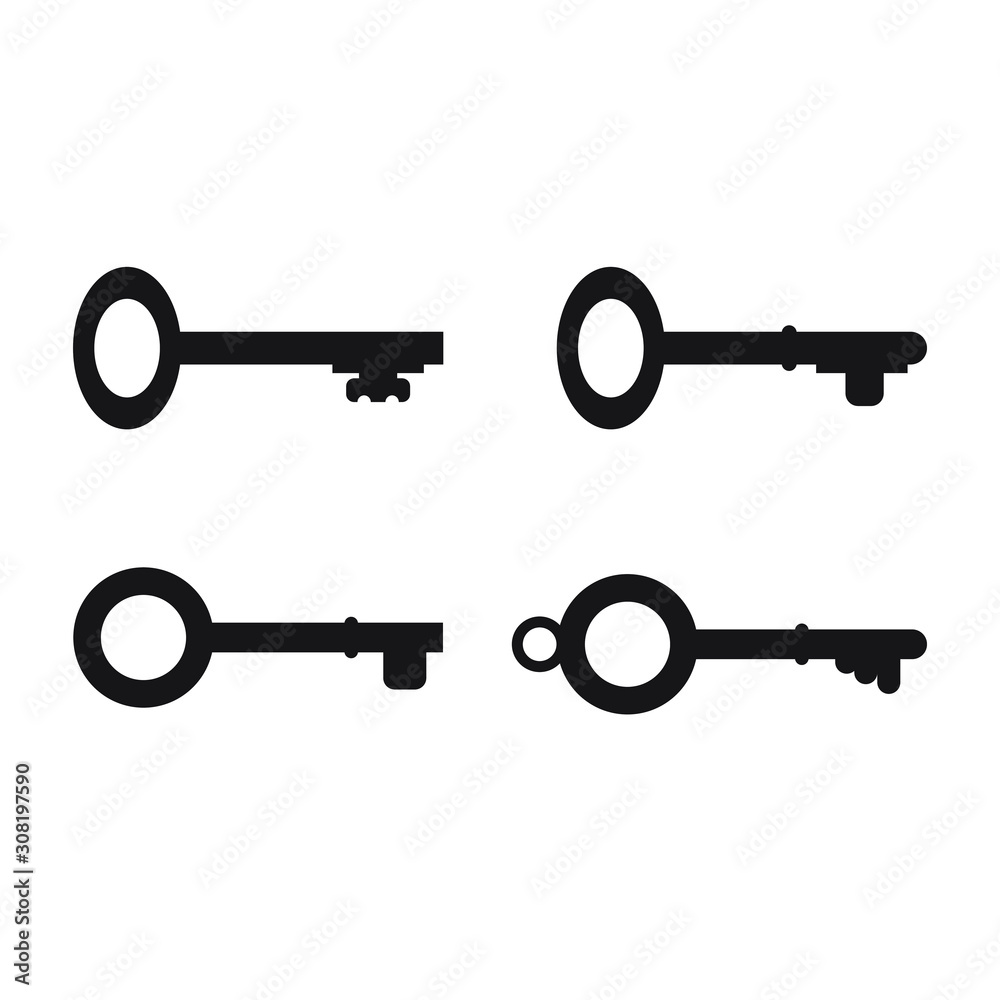 Black key icon isolated on white background. vector illustration Black key icon isolated on white background. vector illustration