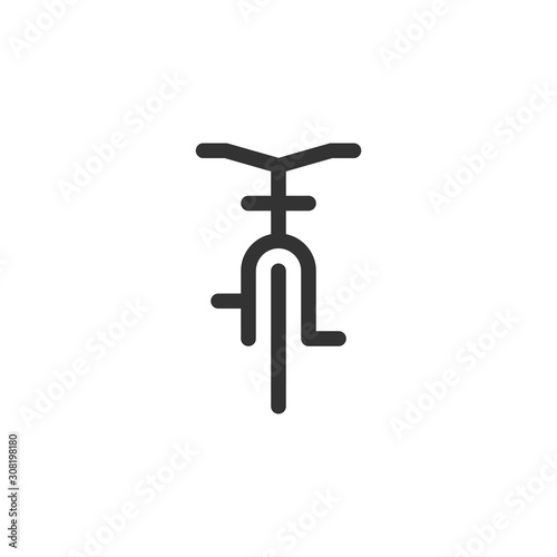Bicycle front view vector outline style icon. Marking of public transport stops.