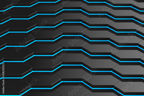 Black hexagon background. 3...