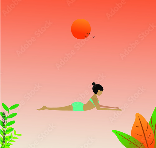 Bhujangsana yoga poses vector illustration