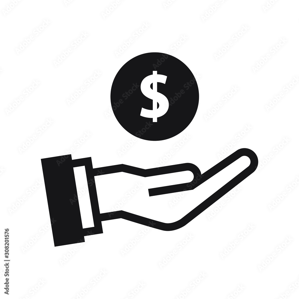 Money on hand icon vector. Dollar Sign Flat Design Money on hand icon vector. Dollar Sign Flat Design