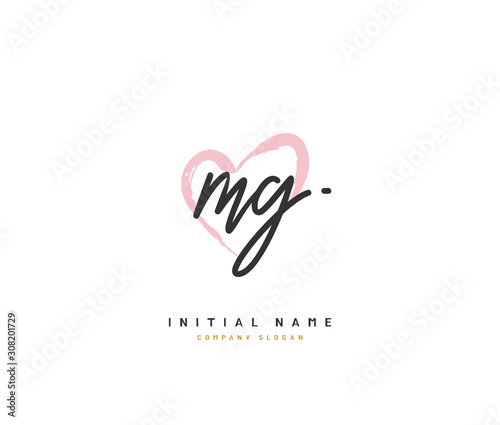 M G MG Beauty vector initial logo, handwriting logo of initial signature, wedding, fashion, jewerly, boutique, floral and botanical with creative template for any company or business.