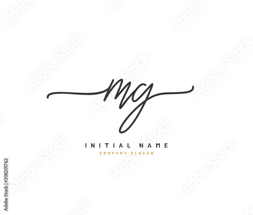 M G MG Beauty vector initial logo, handwriting logo of initial signature, wedding, fashion, jewerly, boutique, floral and botanical with creative template for any company or business.