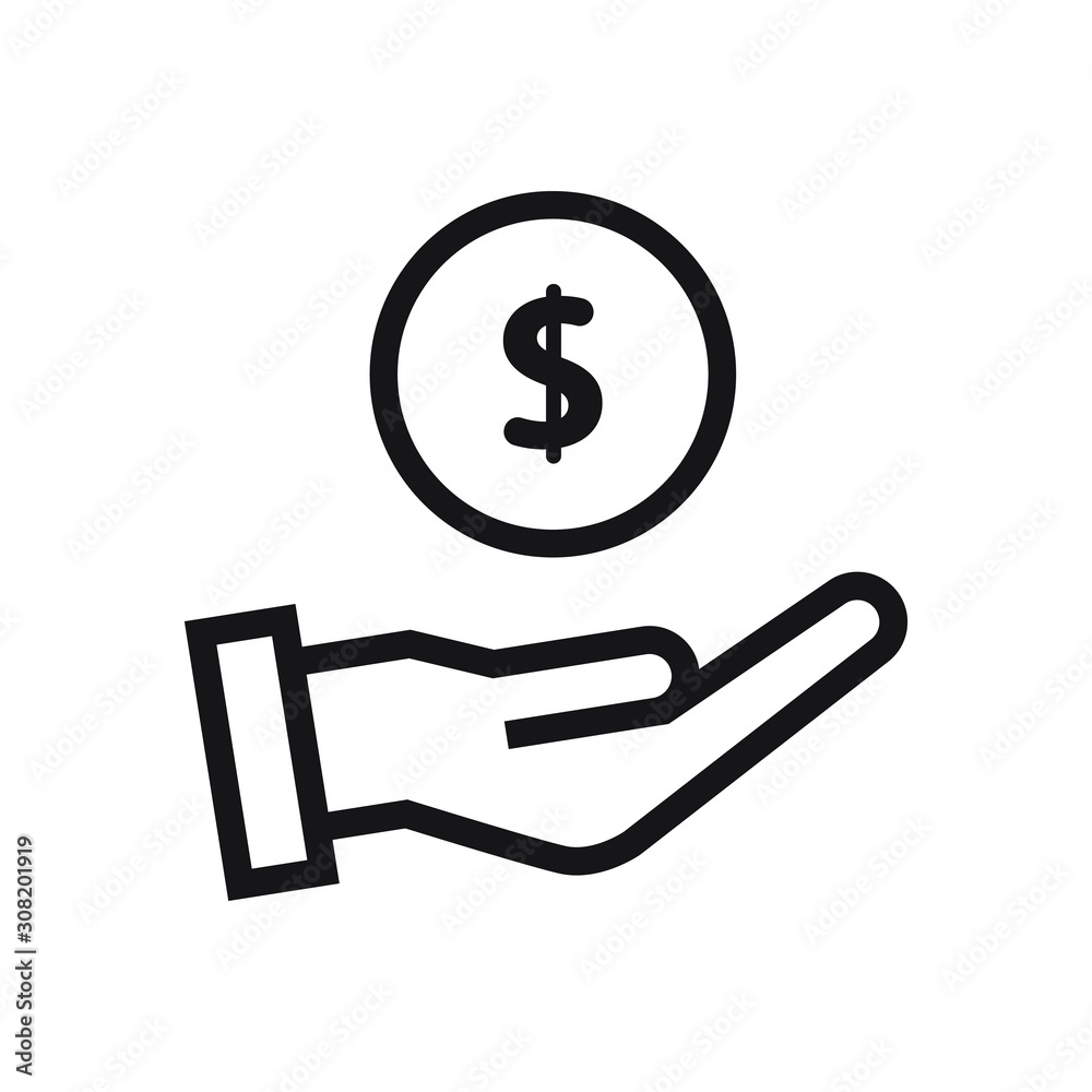 Money on hand icon vector. Dollar Sign Flat Design Money on hand icon vector. Dollar Sign Flat Design