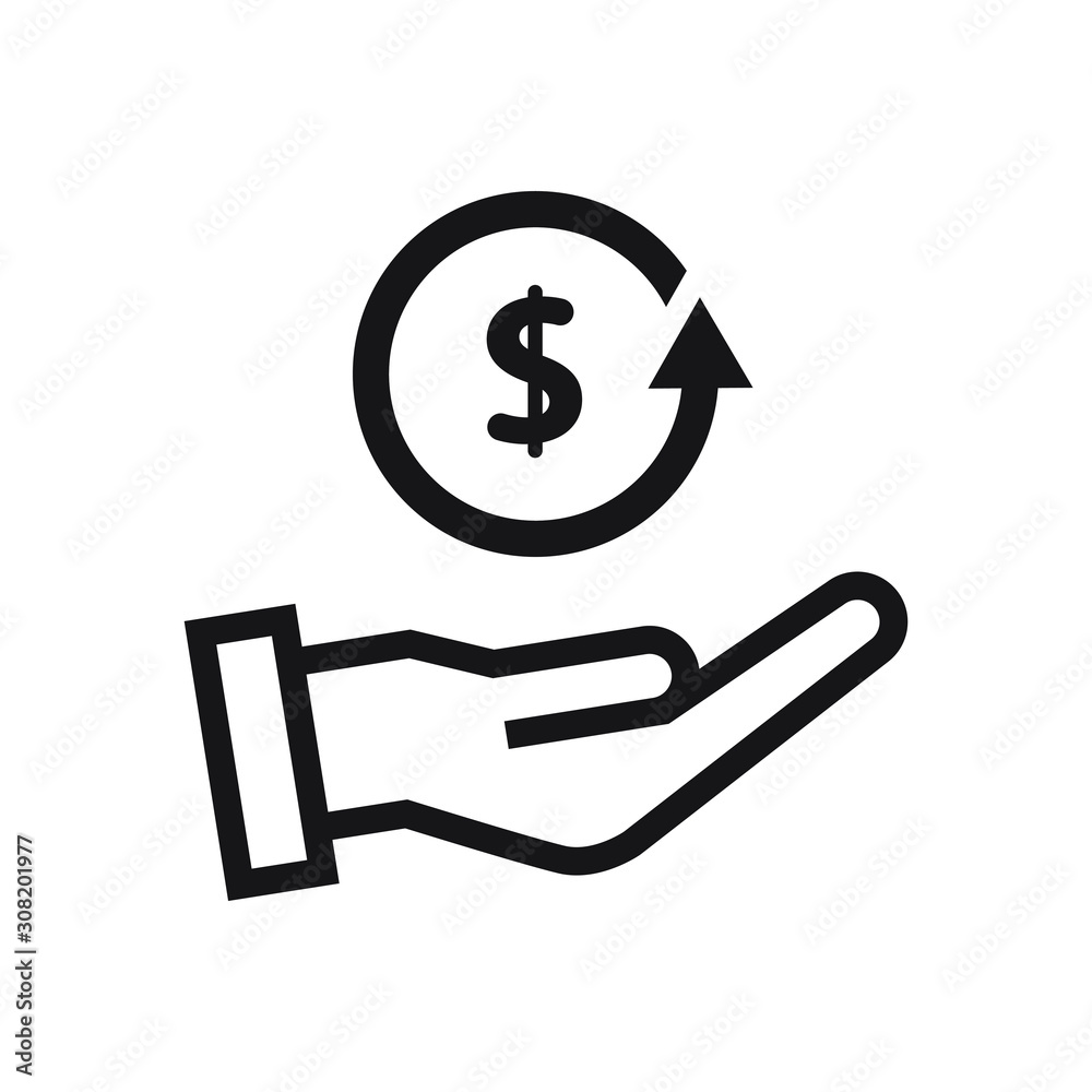 Money on hand icon vector. Dollar Sign Flat Design Money on hand icon vector. Dollar Sign Flat Design