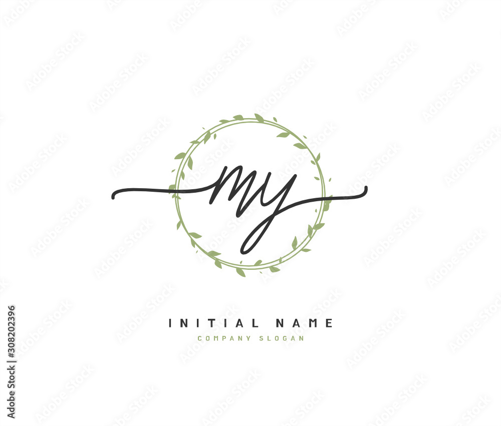 M Y MY Beauty vector initial logo, handwriting logo of initial signature, wedding, fashion, jewerly, boutique, floral and botanical with creative template for any company or business. M Y MY Beauty vector initial logo, handwriting logo of initial signature, wedding, fashion, jewerly, boutique, floral and botanical with creative template for any company or business.