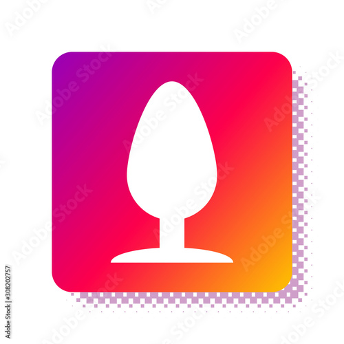 White Anal plug icon isolated on white background. Butt plug sign. Fetish accessory. Sex toy for men and woman. Square color button. Vector Illustration