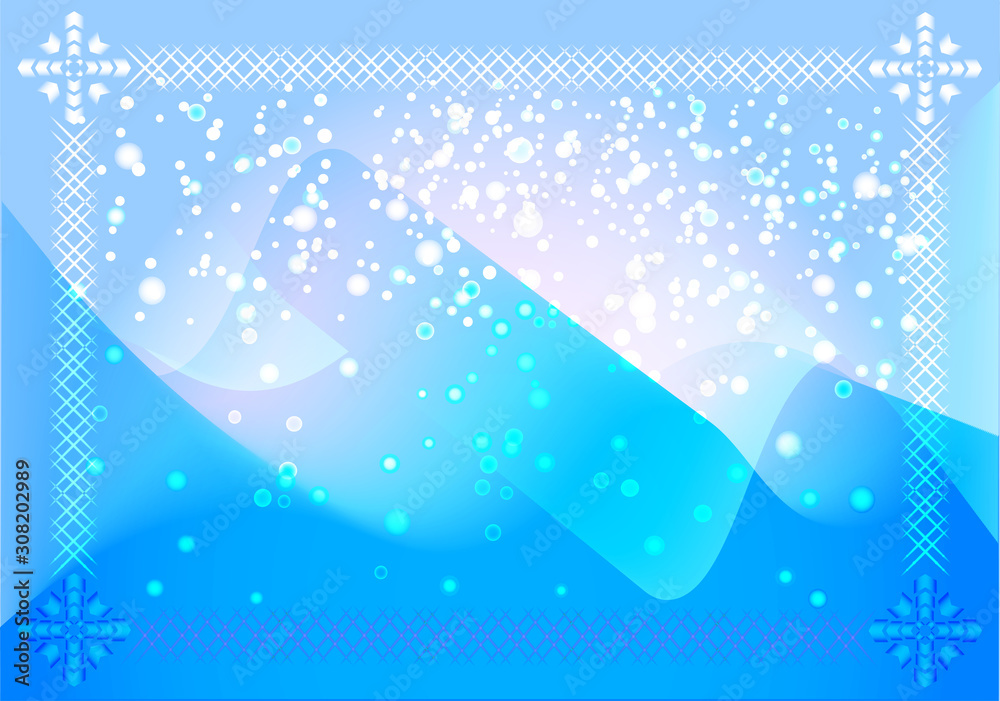 Abstract winter background (frame) - blue mountains and glowing snow Abstract winter background (frame) - blue mountains and glowing snow