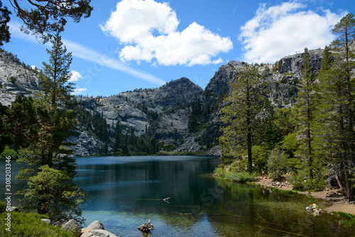 Fototapeta Naklejka Na Ścianę i Meble -  LAKE TAHOE, CA, USA - AUGUST 22, 2019: Beautiful clear Eagle Lake surrounded by mountains