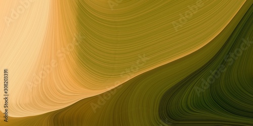 smooth swirl waves background design with olive, very dark green and burly wood color