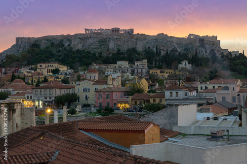 Sunset in Atenas. Acropolis in the afternoon