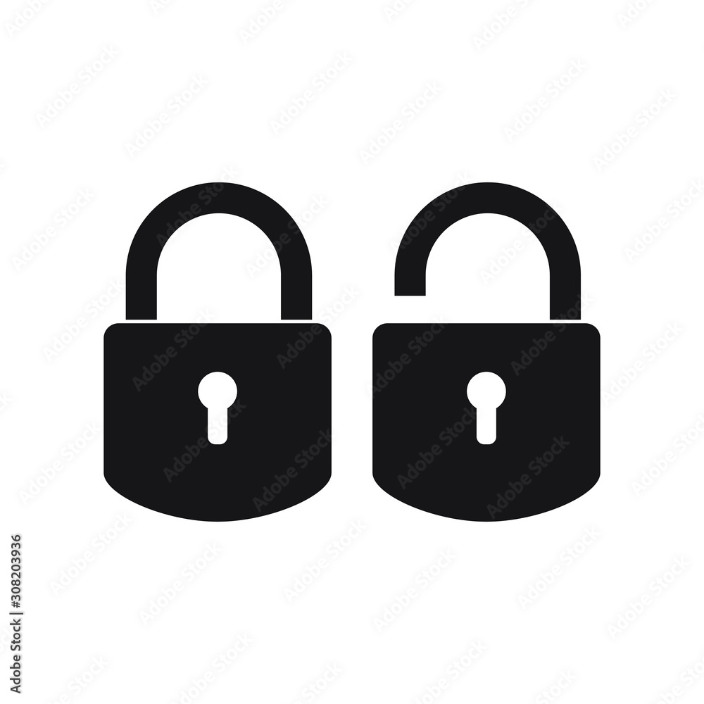 Padlock icon template. Black lock isolated on white background. Vector illustration. Padlock icon template. Black lock isolated on white background. Vector illustration.